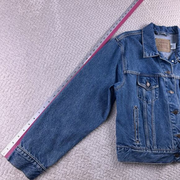 Vintage Levis Trucker Jacket Womens Large Denim Cropped Y2K 2001 Biker Grunge - Picture 11 of 16